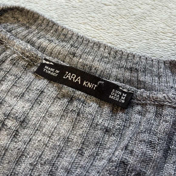Zara Knit Grey V-Neck Dress - Picture 6 of 7